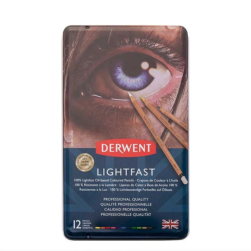 Derwent Lightfast Kuruboya Seti 12 Renk Metal Kutu