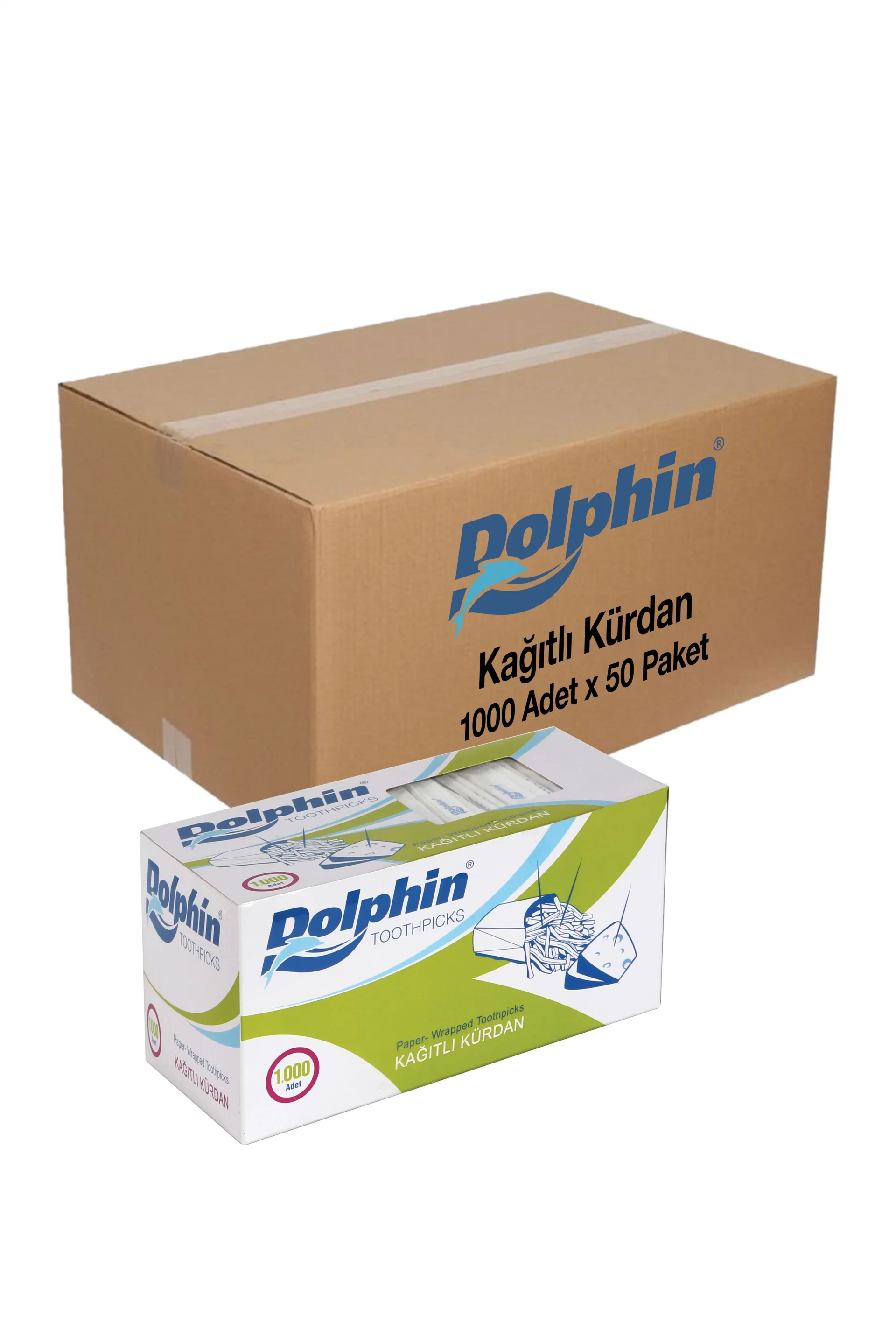 Dolphin Kağıtlı Kürdan 1000 Adet x 50 Paket Koli