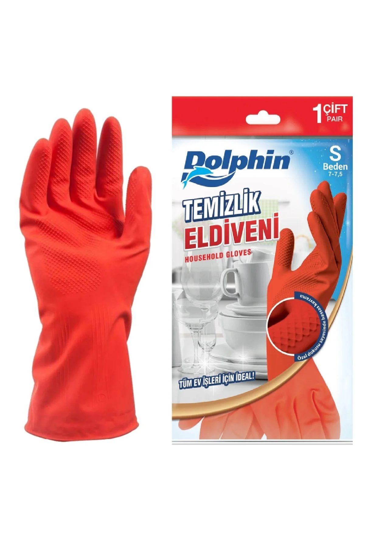 Dolphin Temizlik Eldiveni Kırmızı S 1 Çift