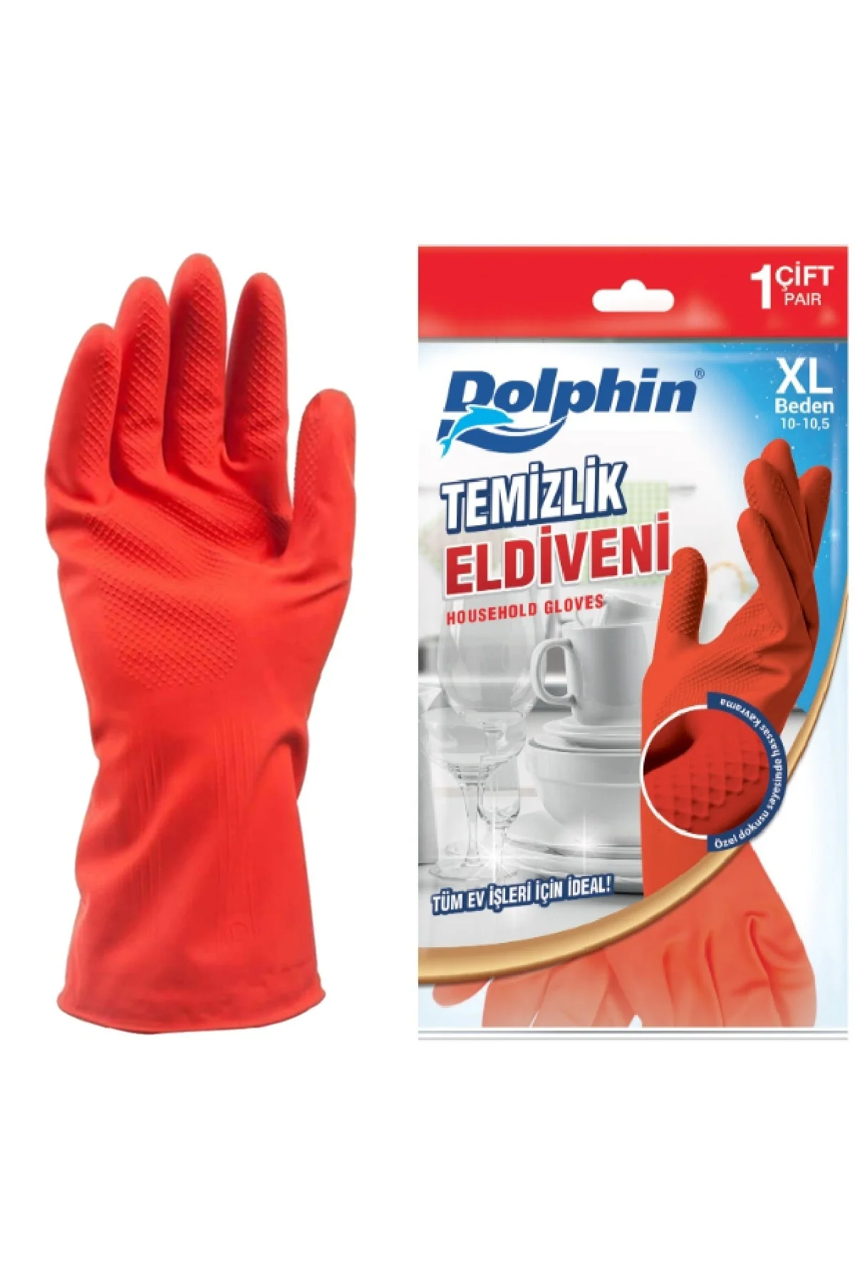Dolphin Temizlik Eldiveni Kırmızı XL 1 Çift
