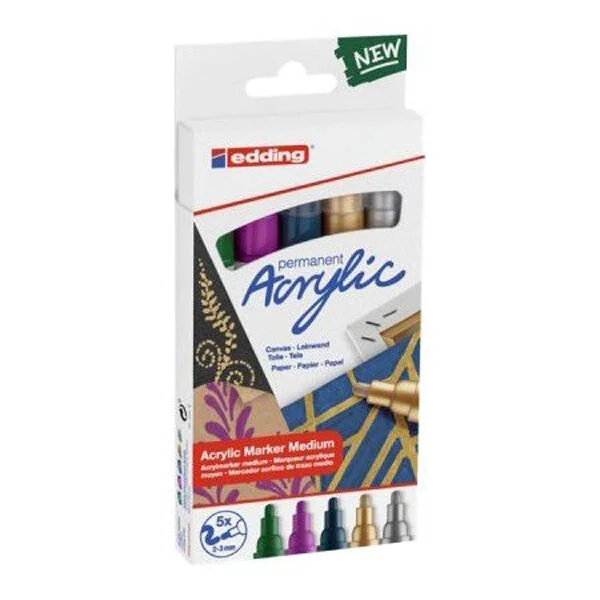 Edding E-5100 Akrilik Markör Orta Uçlu Festive 5'Li Set