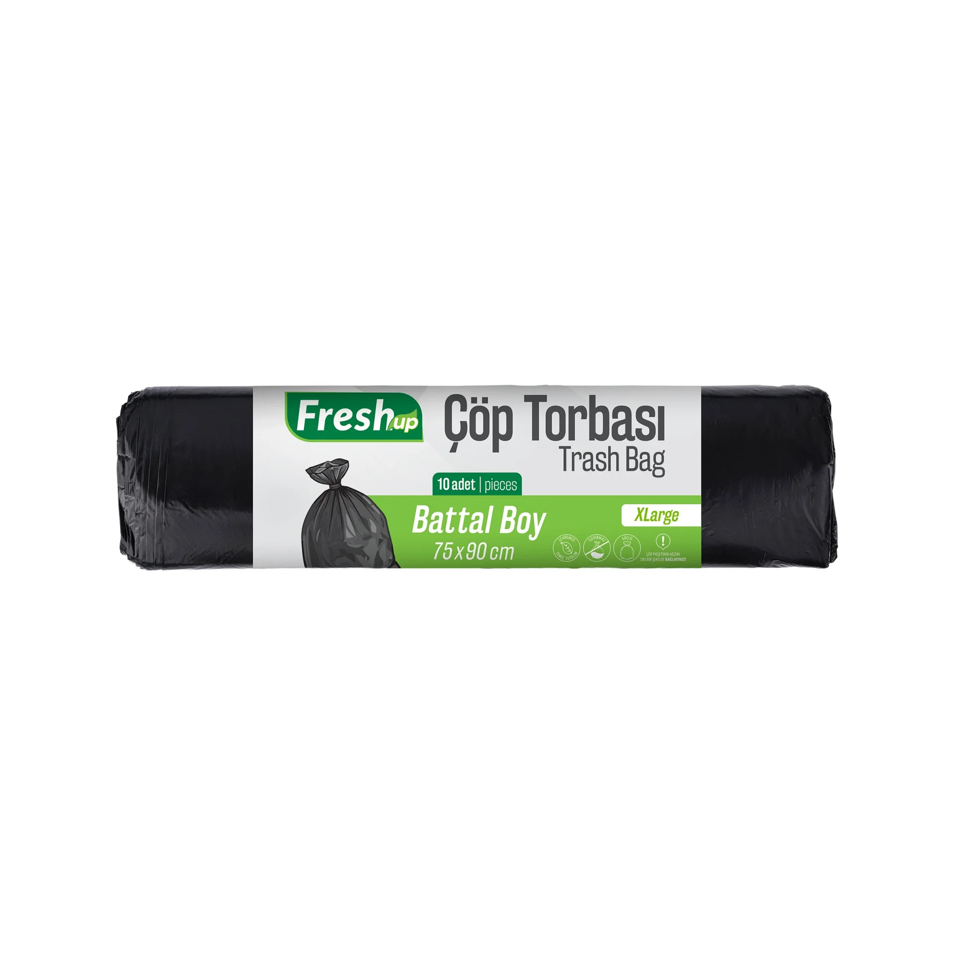 Fresh-up Çöp Torbası Battal Boy 140g Siyah 75x90cm 10 Adet