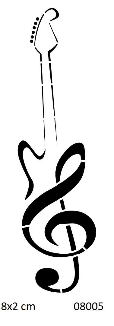 Gitar Nota Geçici Dövme Şablonu