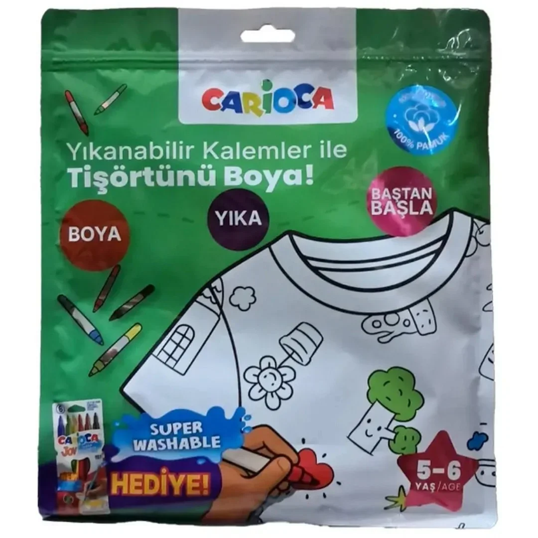 Kalem Hediyeli Boyanabilir Tişört 5-6 Yaş