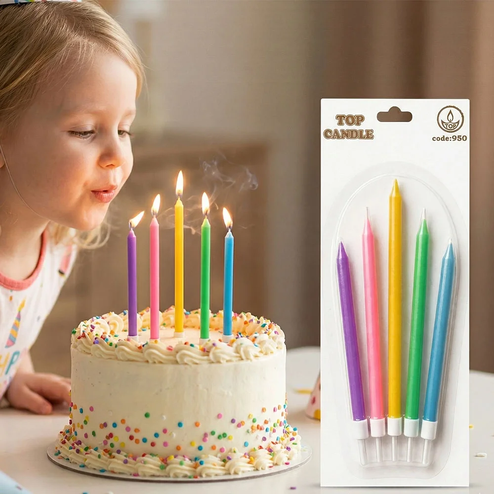 Karışık Renkli  Makaron Pasta Mum Seti 5 Parça