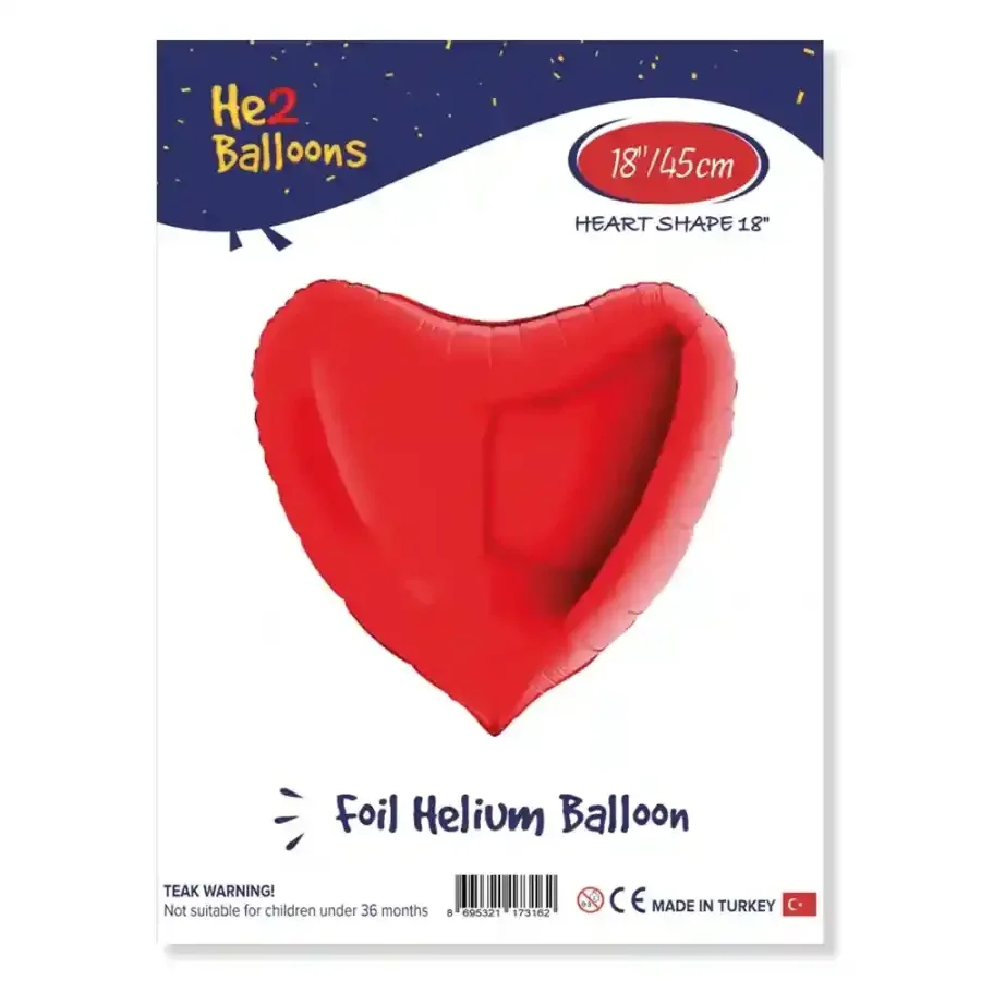 Kırmızı Kalp Folyo Balon 18"