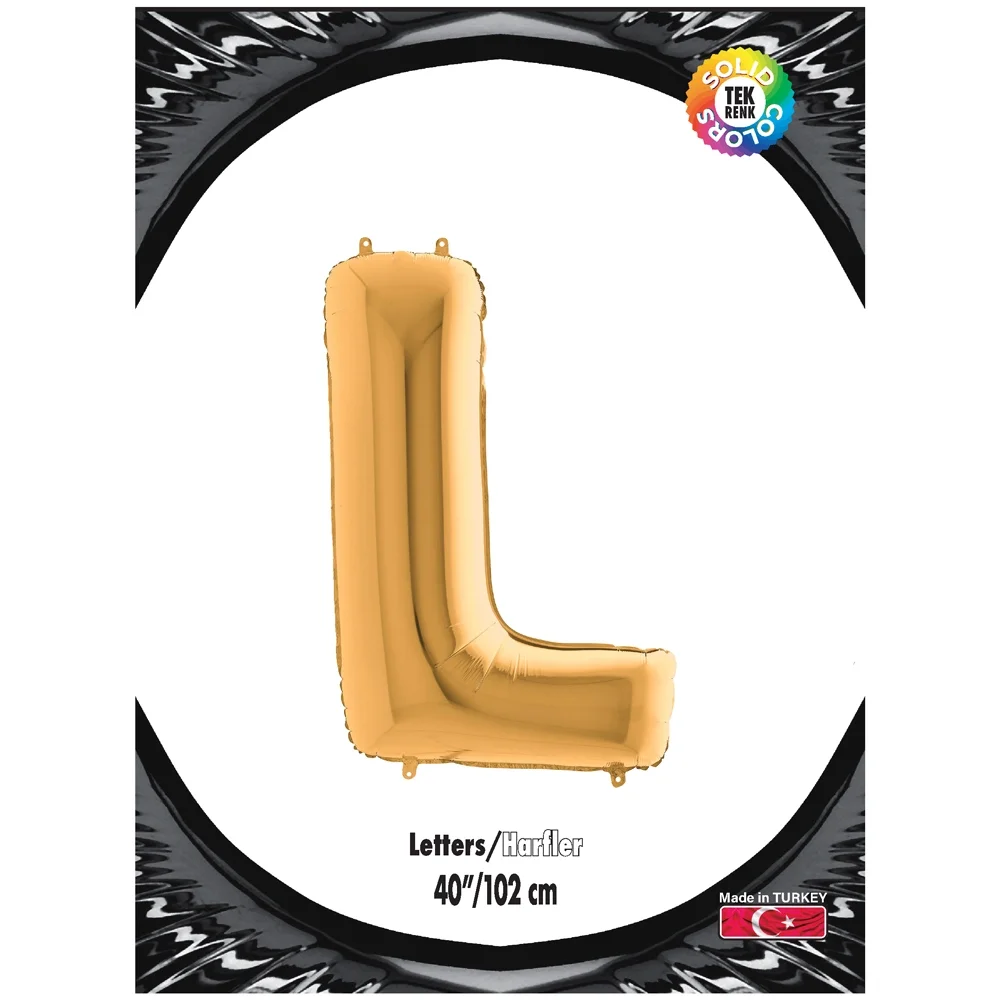 L Harf Altın Folyo Balon 40"