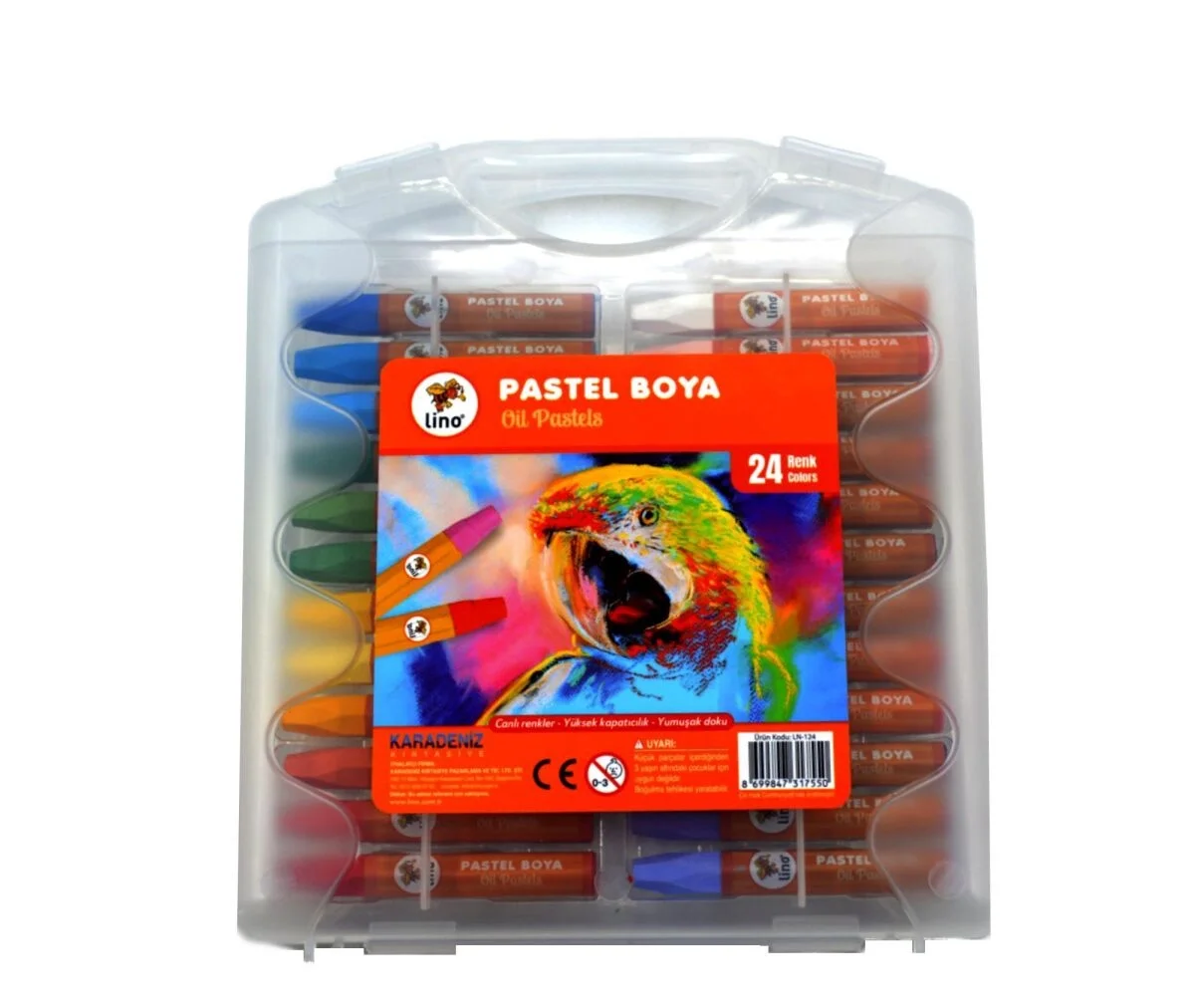 Lino Yağlı Pastel Boya 24 Renk Plastik Kutu