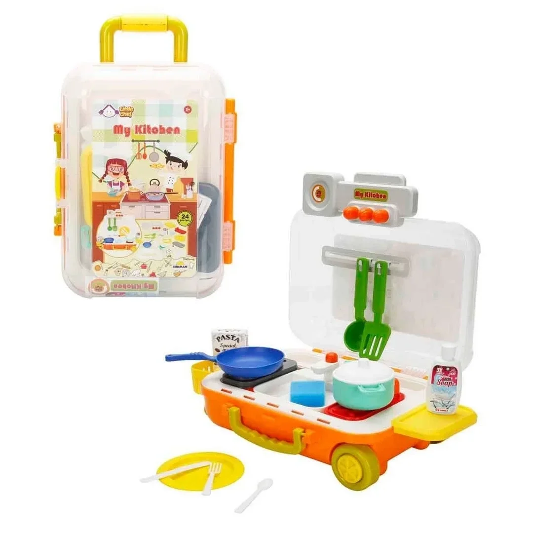 Little Chef Çekçekli Bavul Mutfak Seti 24 Parça