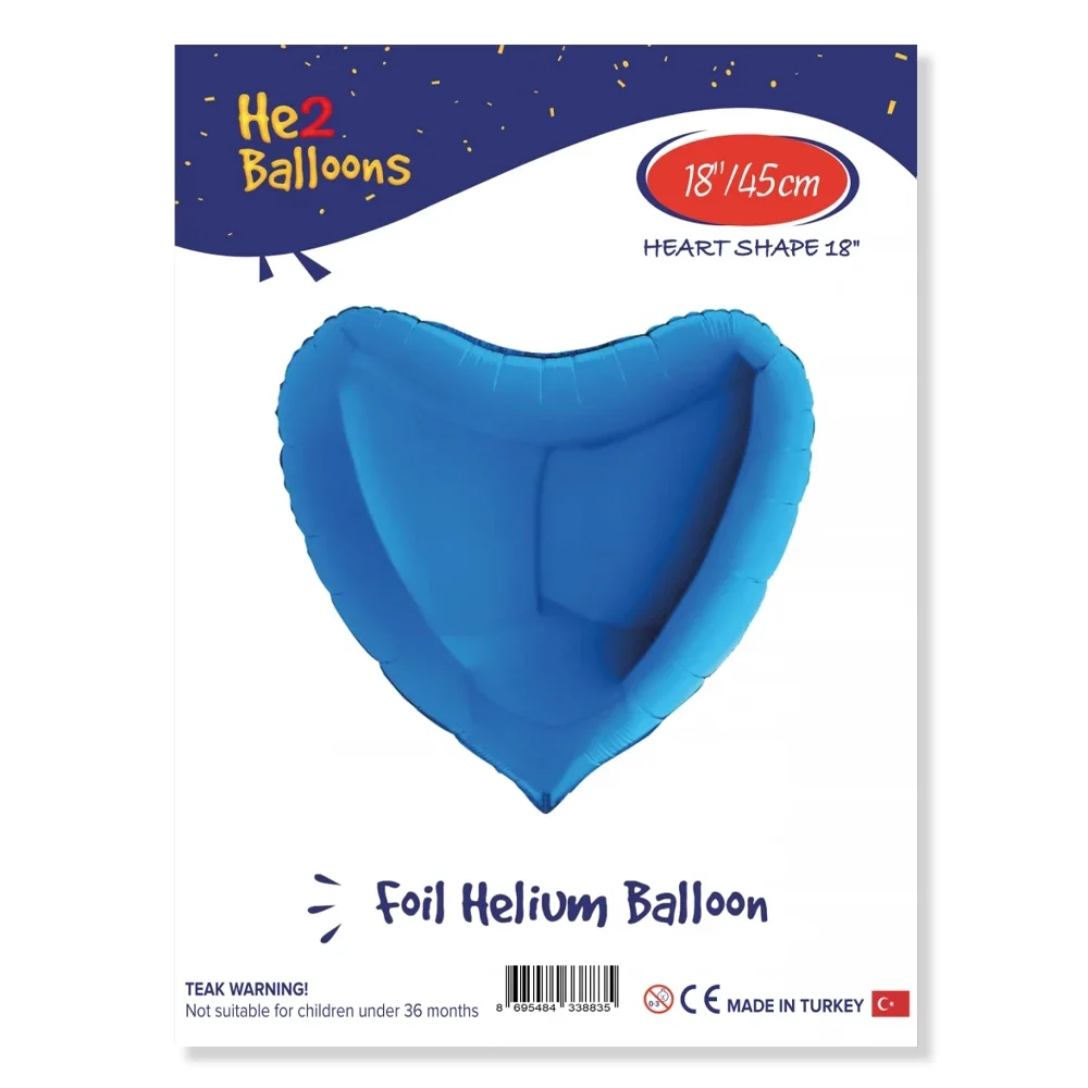 Mavi Kalp Folyo Balon 18"