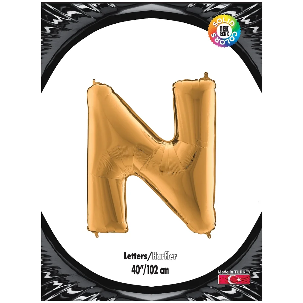 N Harf Altın Folyo Balon 40"