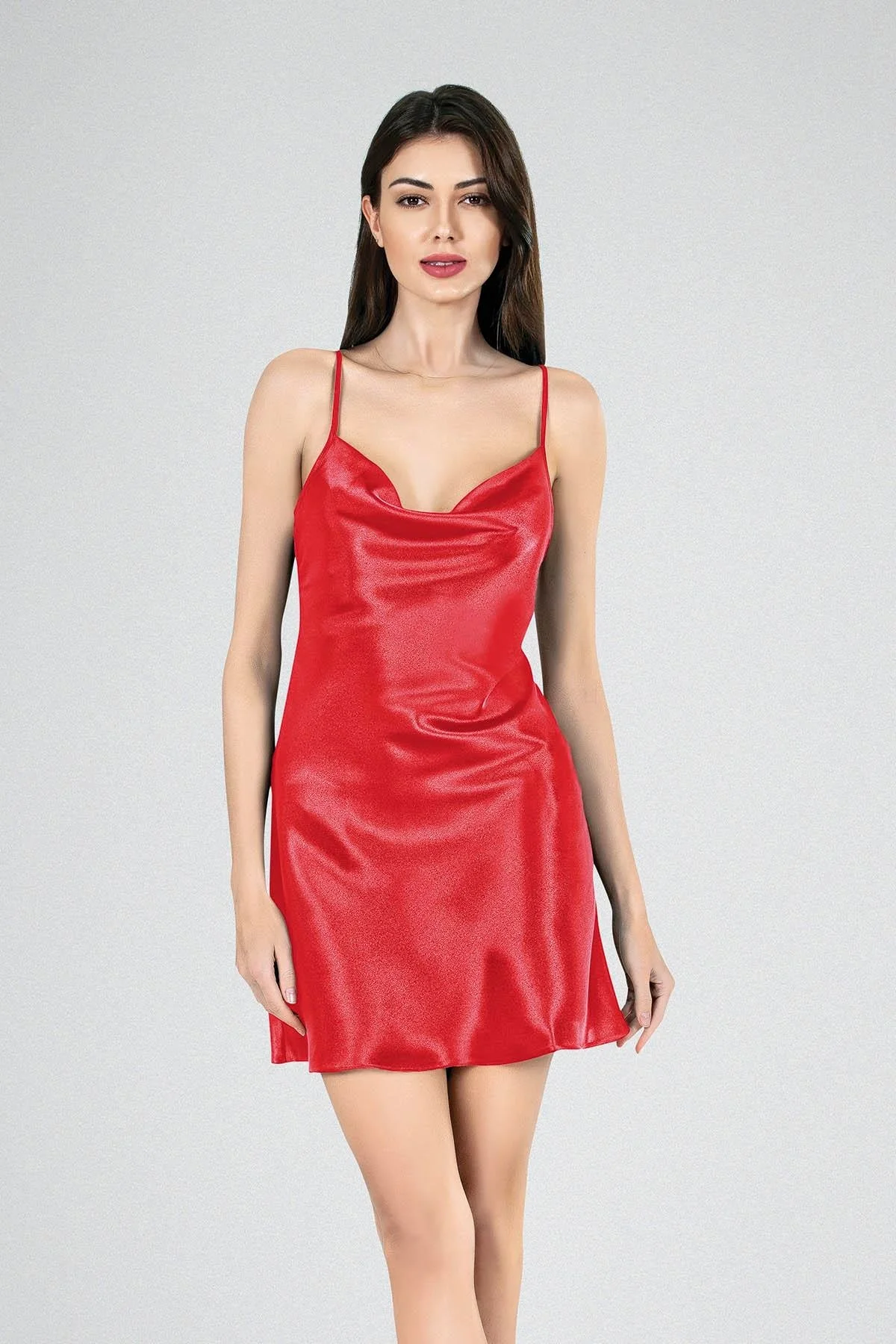 Primoda Kısa Gecelik Degaje  Kırmızı 7740