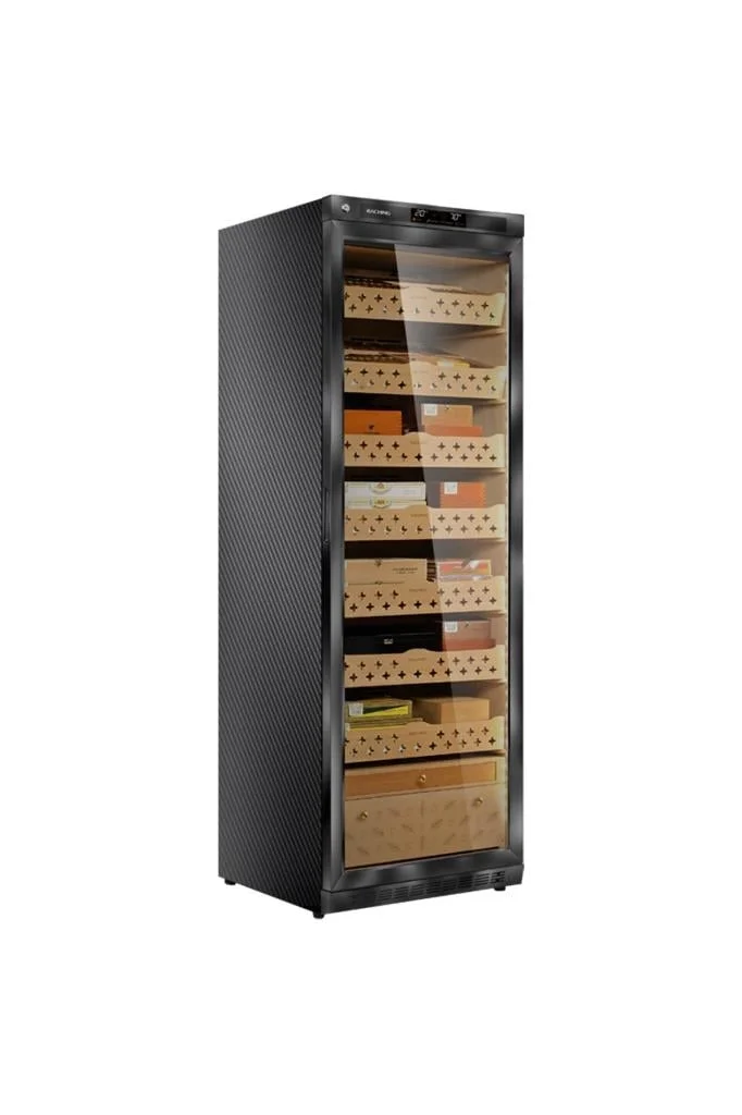 Raching Karbonfiber Siyah Elektronik Humidor - Puro Dolabı MON3800A - Parmida