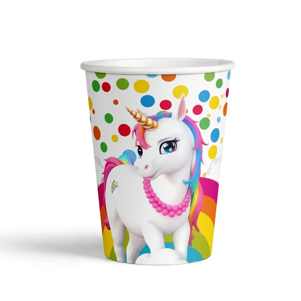 Rainbow Unicorn Karton Bardak
