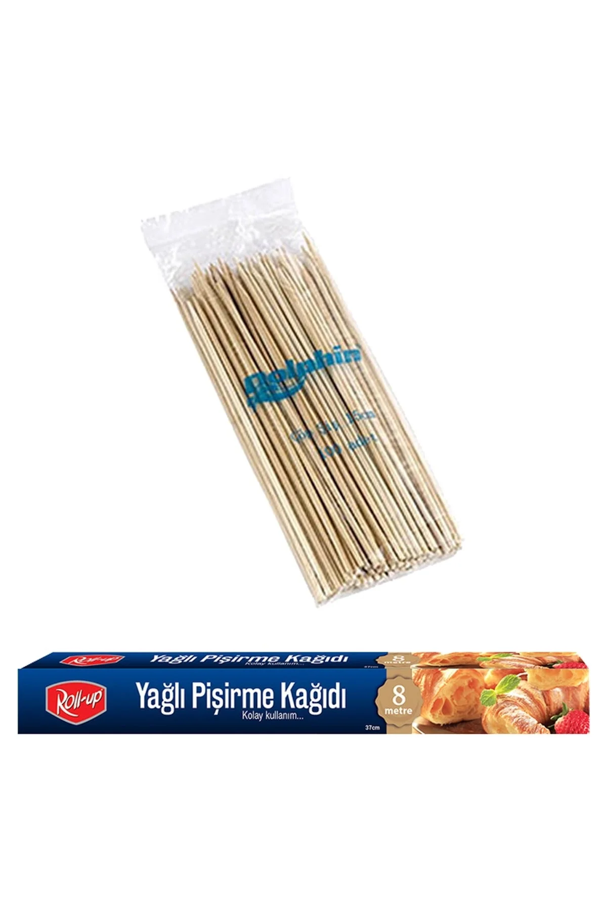 Roll-Up 8 Metre Pişirme Kağıdı Ve 100lü Bambu Çöp Şiş Set
