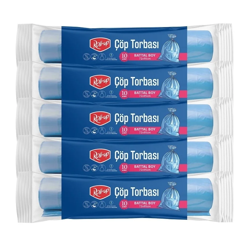 Roll-up Çöp Torbası Battal 72x95cm 10 Adet x 5 Paket
