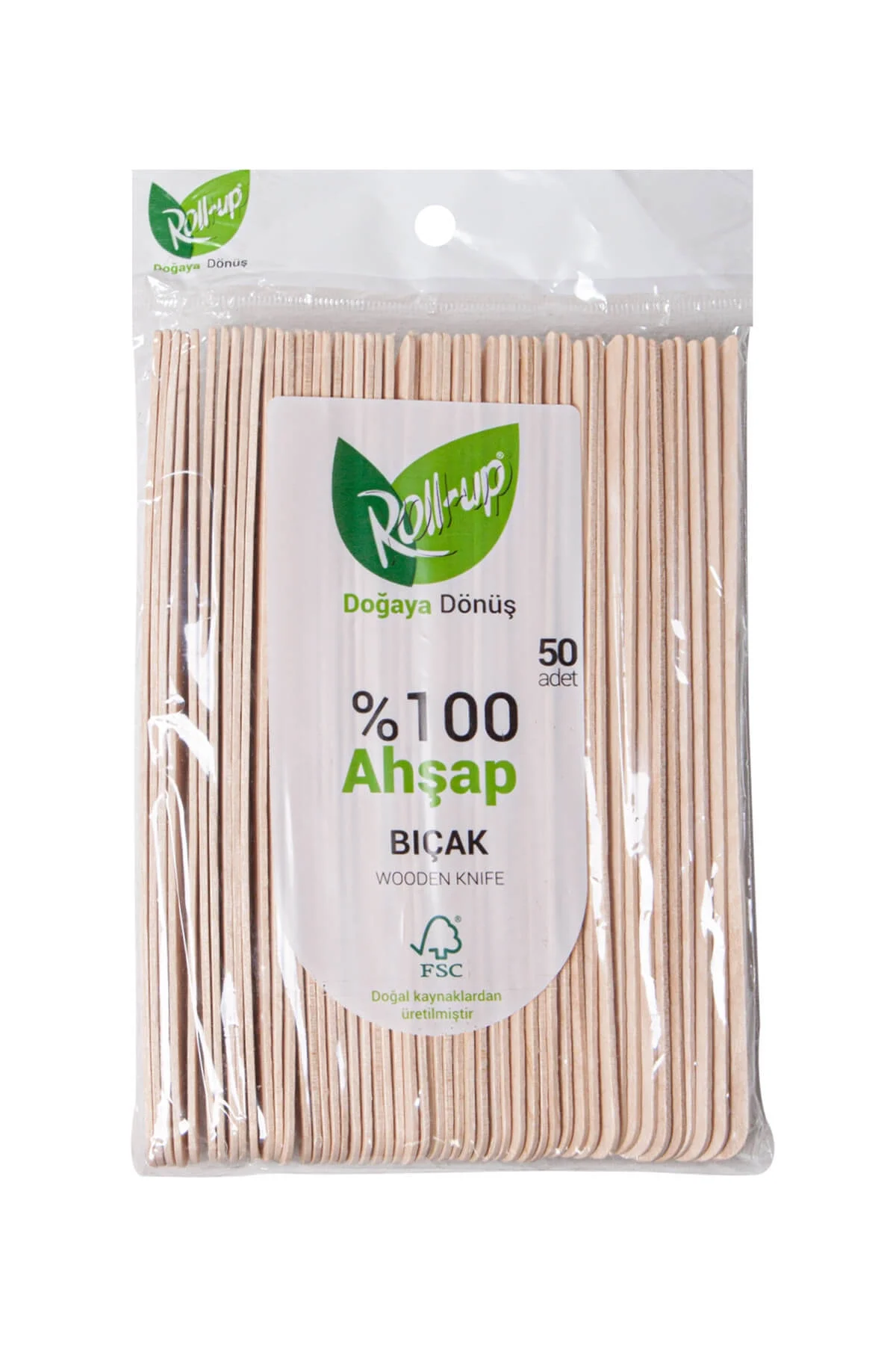 Roll-up Doğa Dostu Ahşap Bıçak 50 Adet
