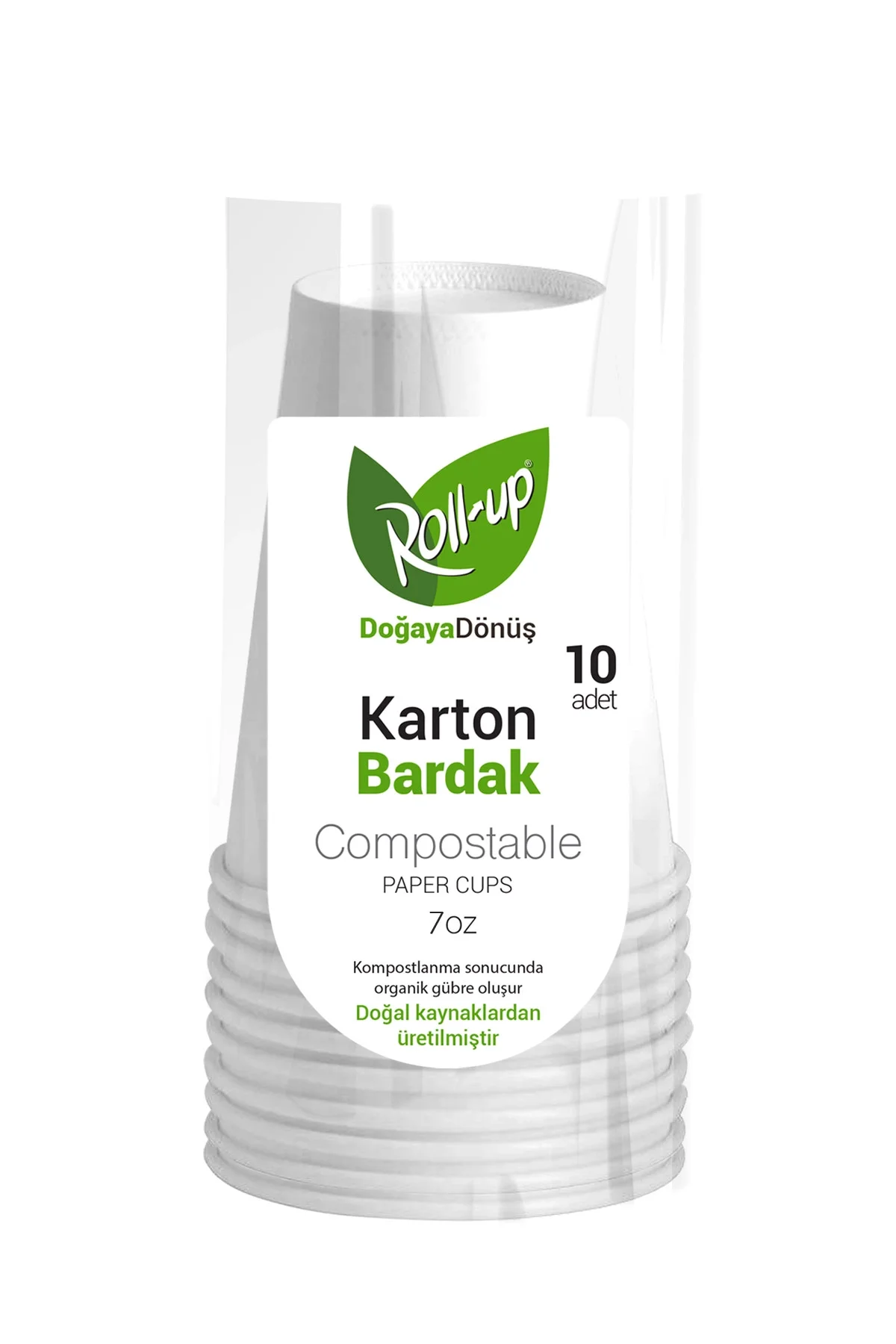 Roll-Up Doğa Dostu Karton Bardak 7oz 10 Adet