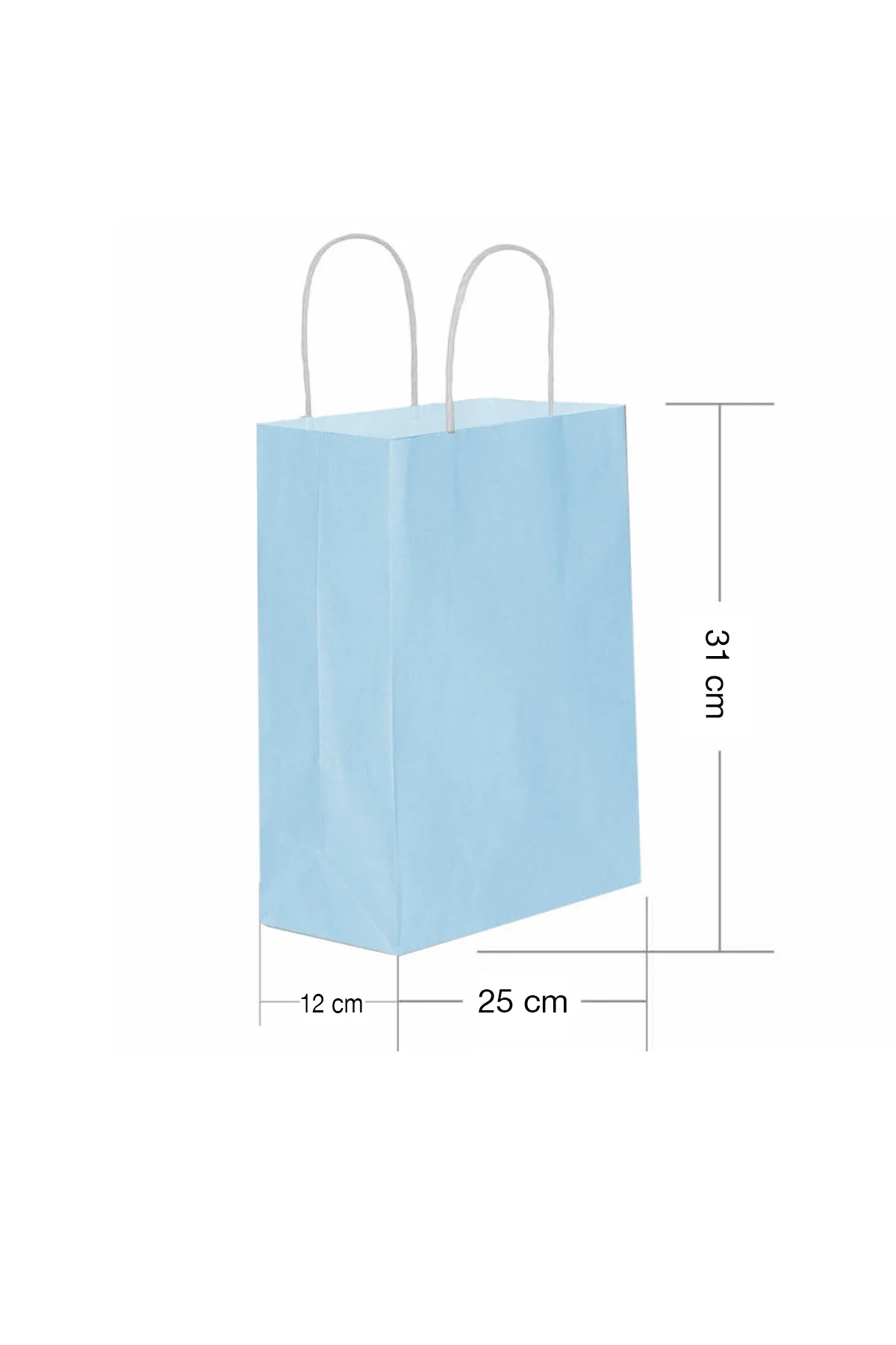 Roll-Up Kraft Çanta Açık Mavi Orta Boy 25 * 31 cm 25 Adet