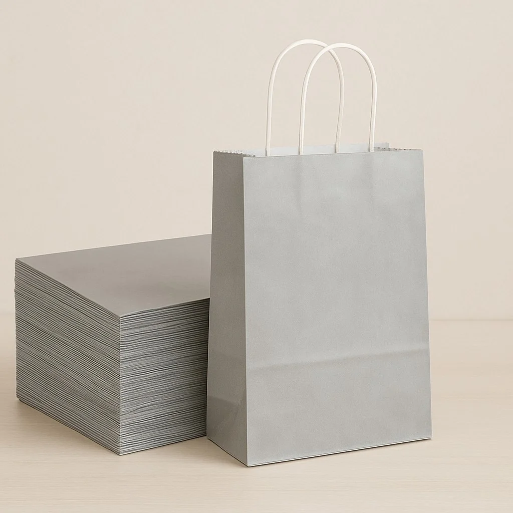 Roll-Up Kraft Çanta Gümüş Orta Boy 25 * 31 cm 25 Adet