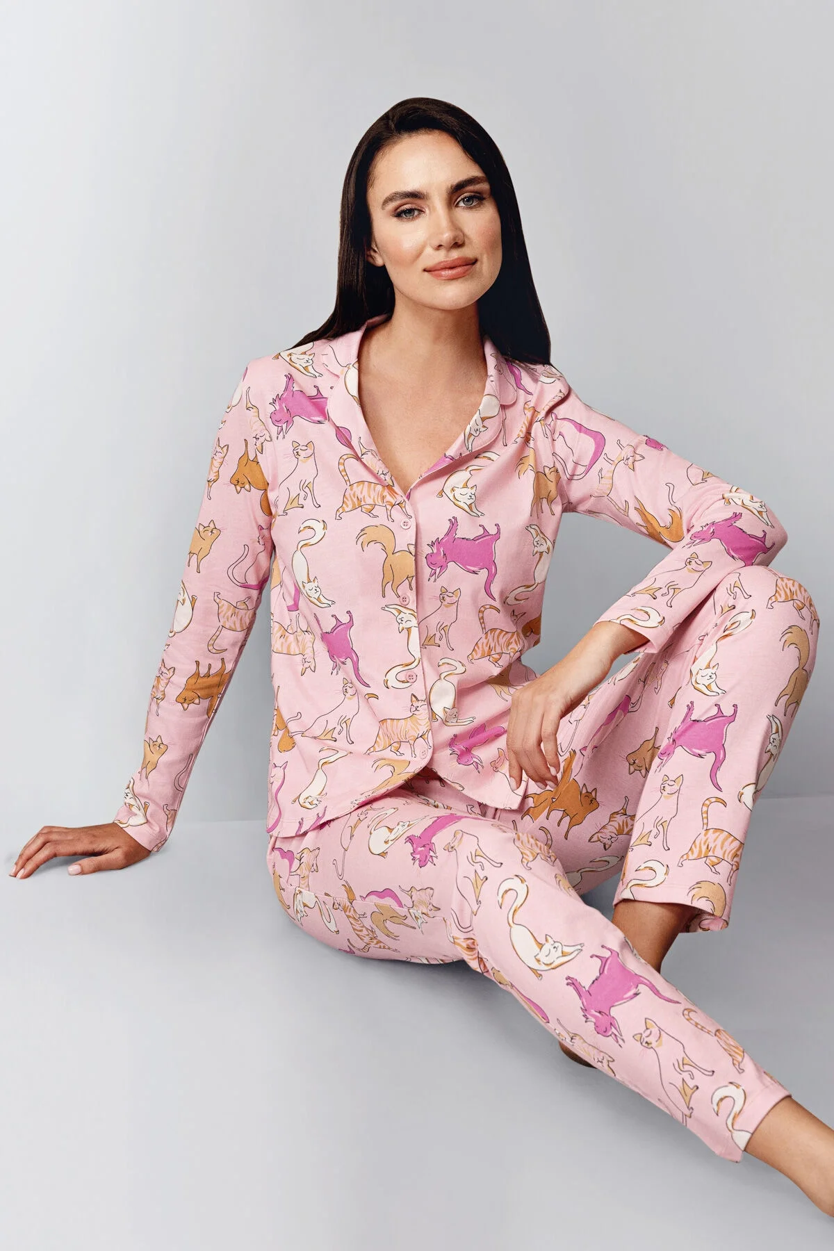 Rolypoly Kadın Pembe Gömlek Pijama