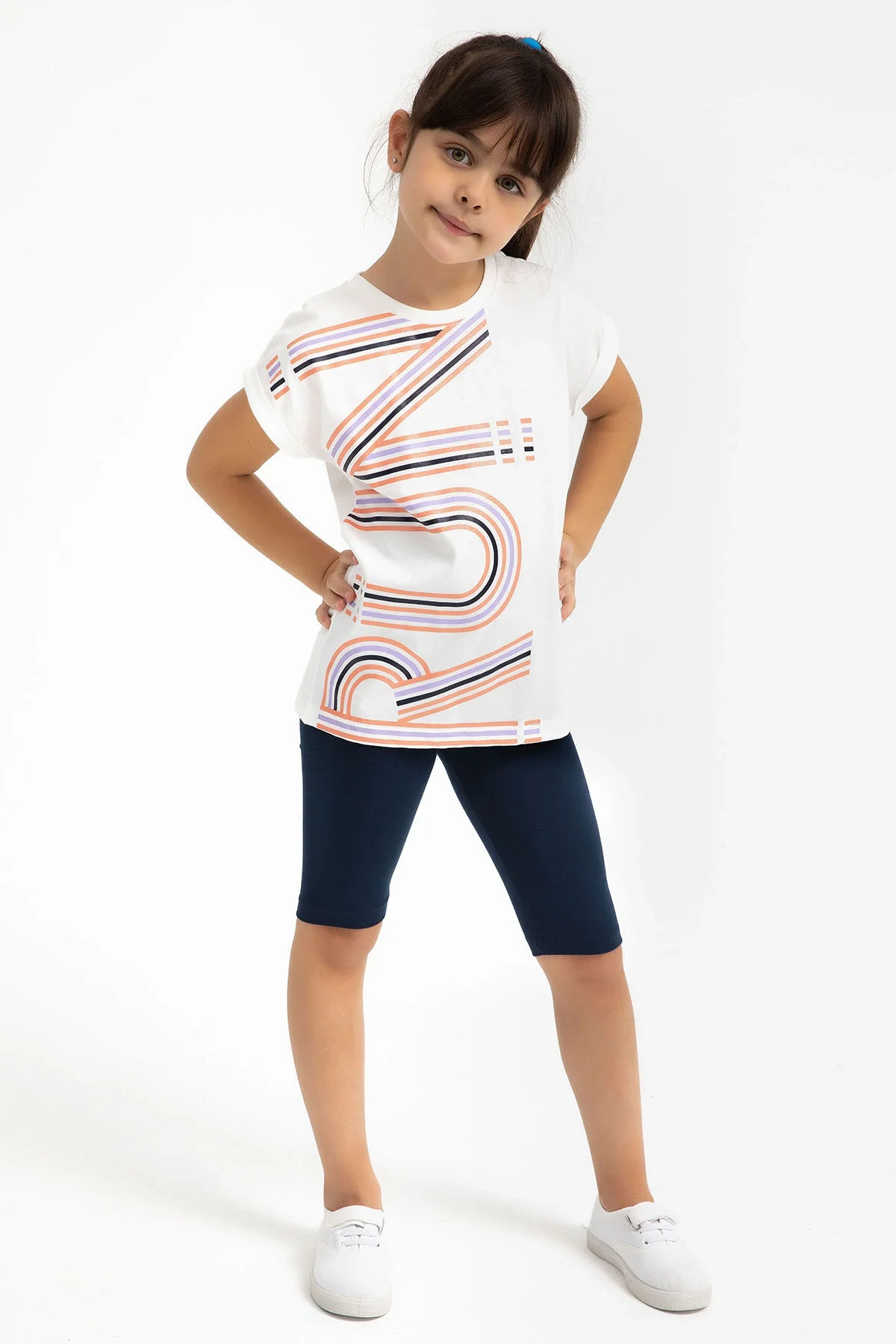 Rolypoly Kız Çocuk Beyaz Bermuda Takım