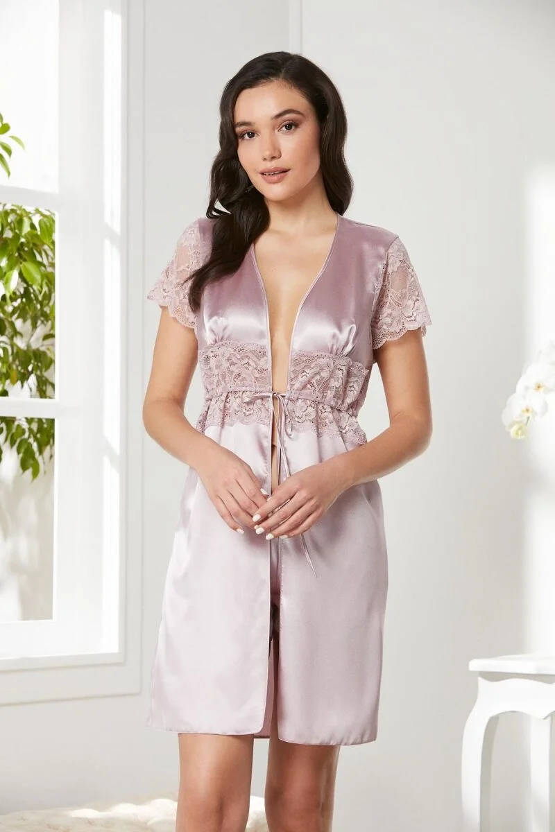 Saten Kadın Sabahlık - 1020 Rose