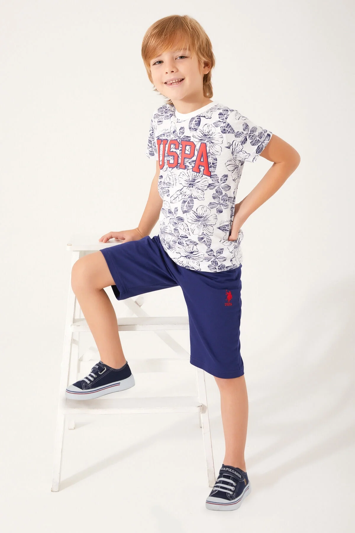 U.S. Polo Assn Erkek Çocuk Bej Bermuda Takım