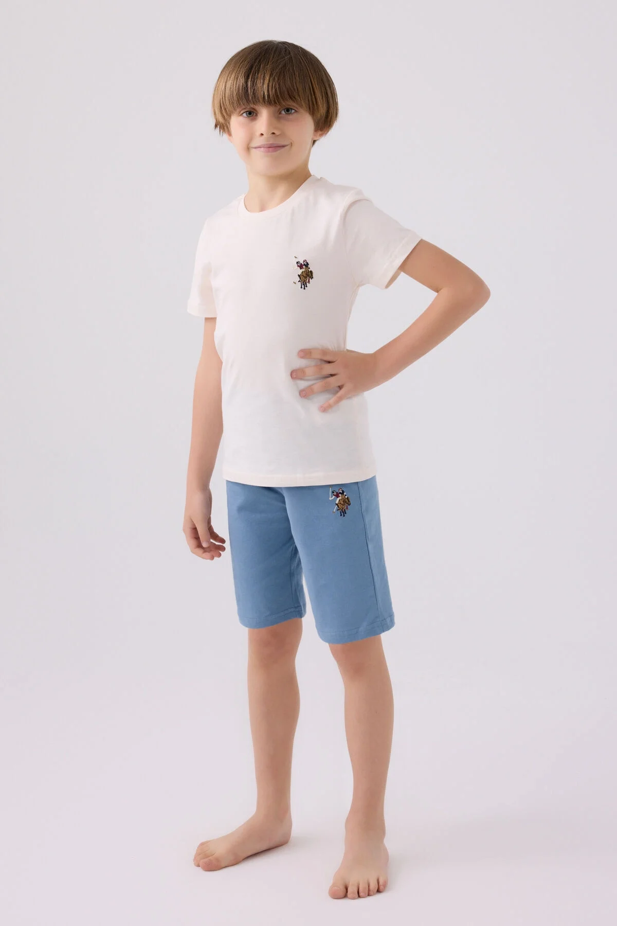 U.S. Polo Assn Erkek Çocuk Beyaz Bermuda Takım