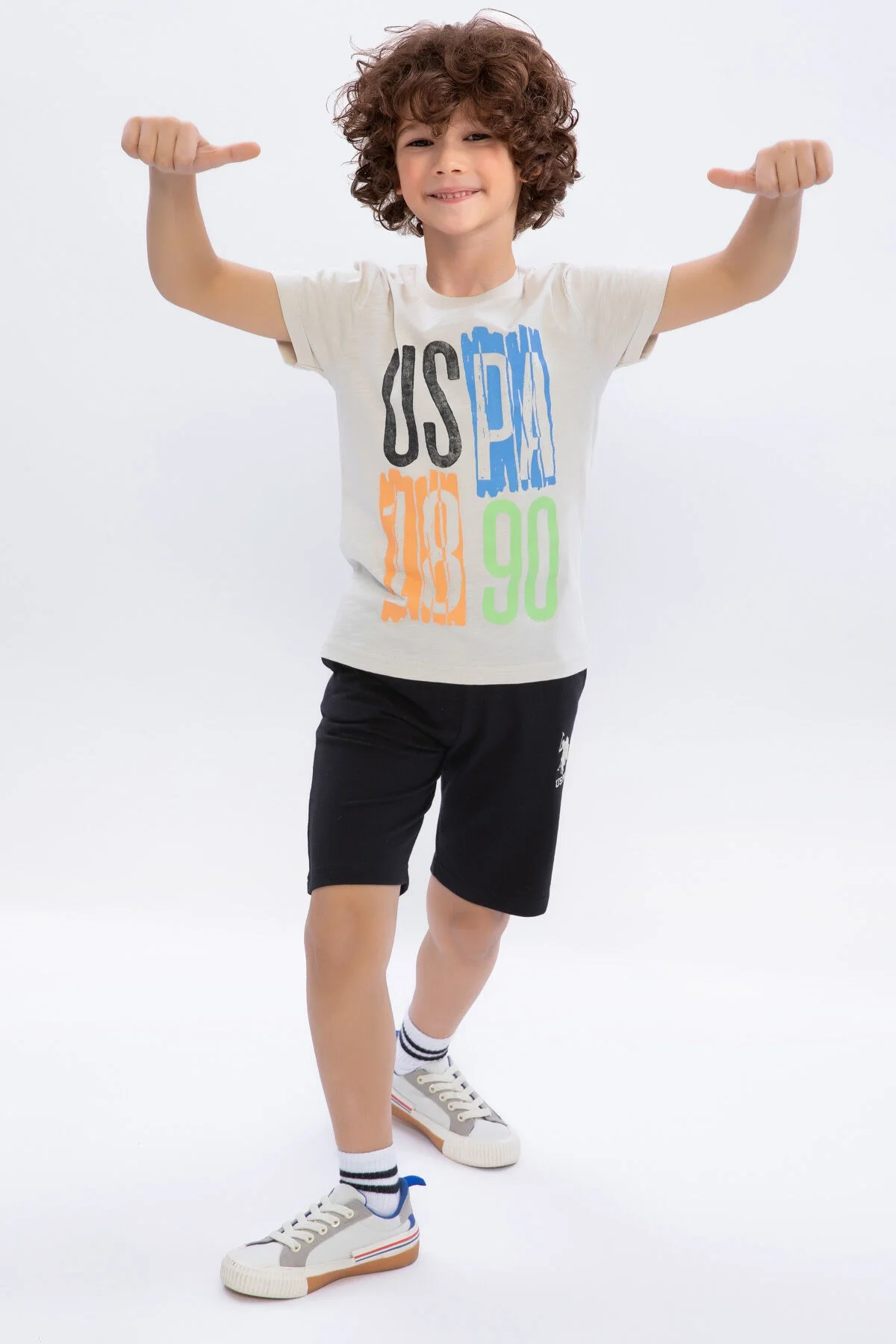 U.S. Polo Assn Kids Erkek Çocuk Bej Bermuda Takım