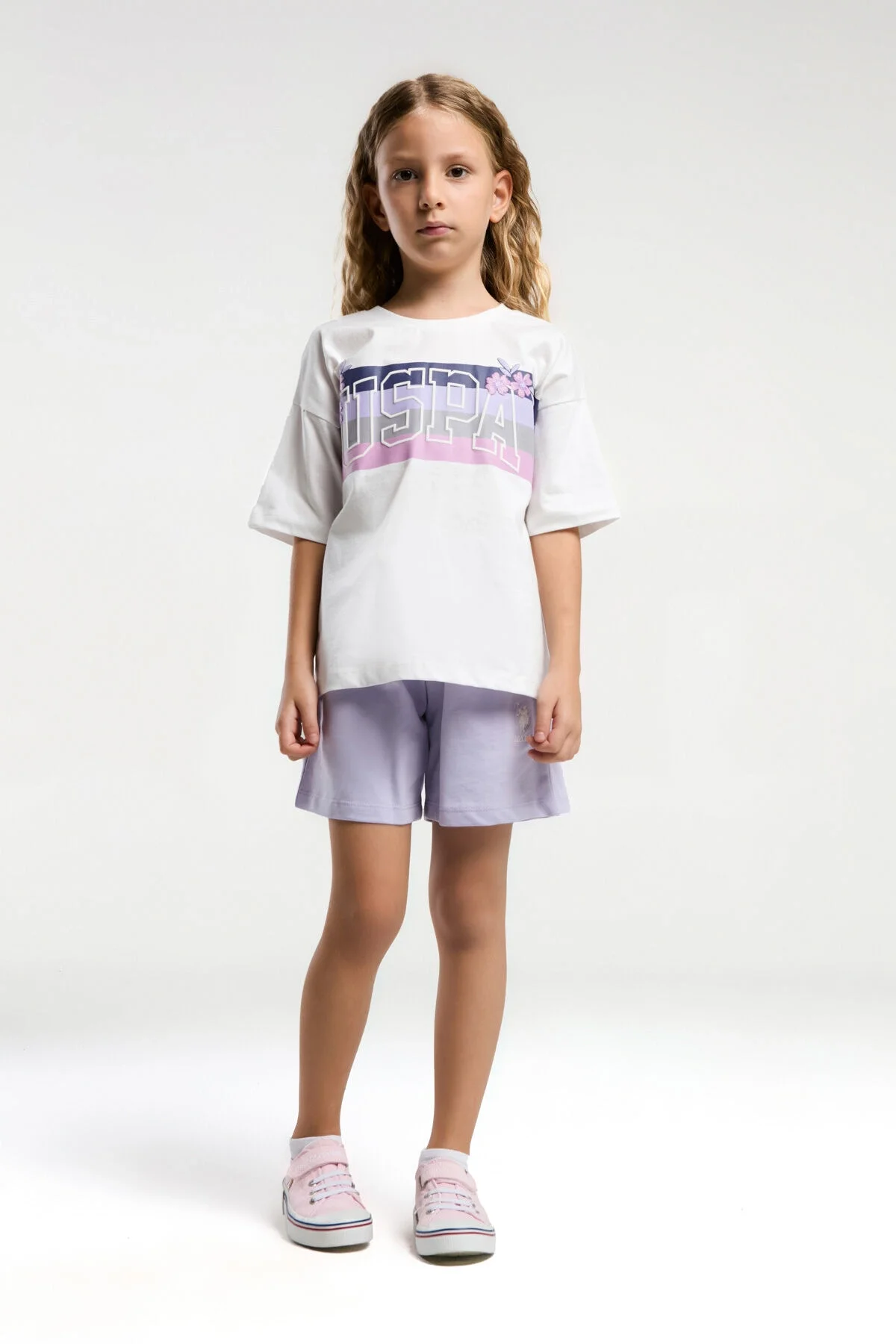 U.S. Polo Assn Kız Çocuk Beyaz Şort Takım