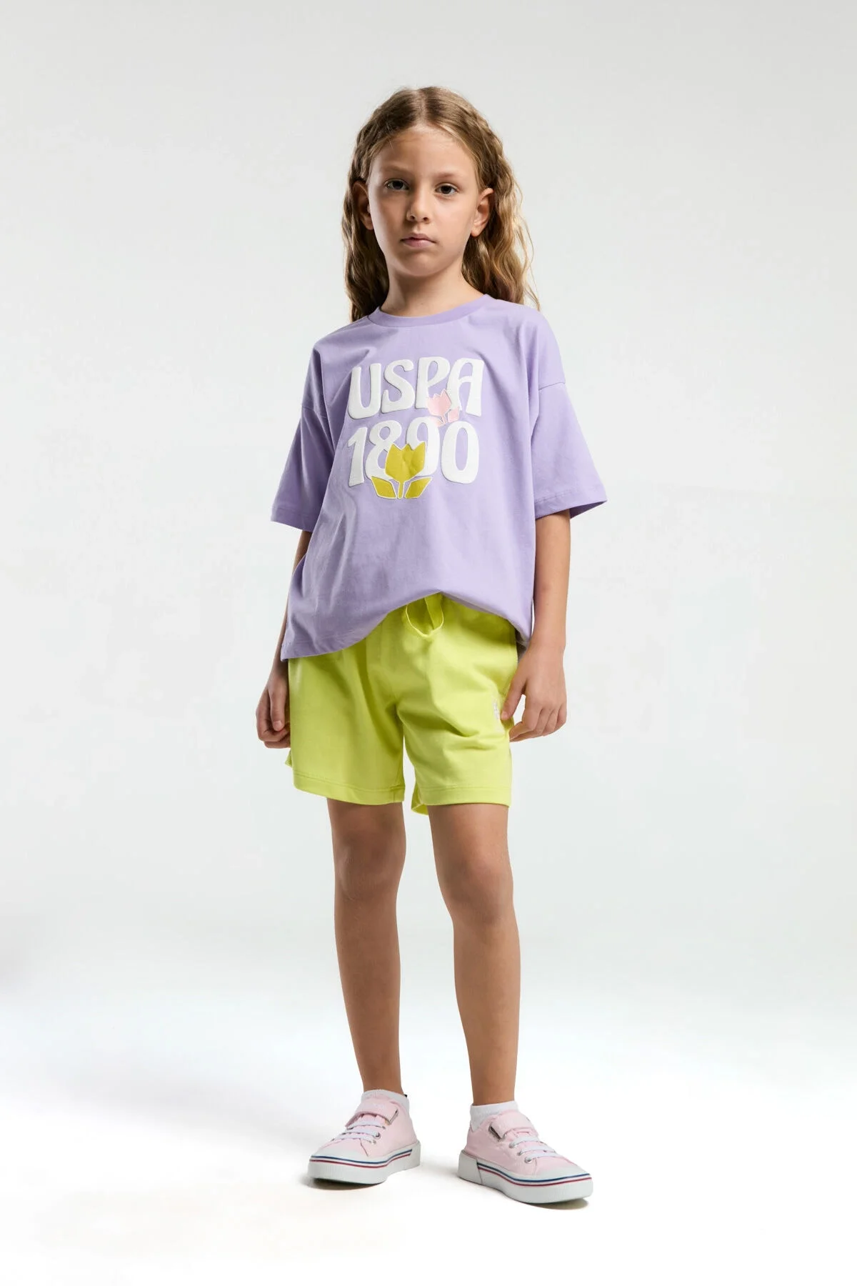 U.S. Polo Assn Kız Çocuk Mor Şort Takım