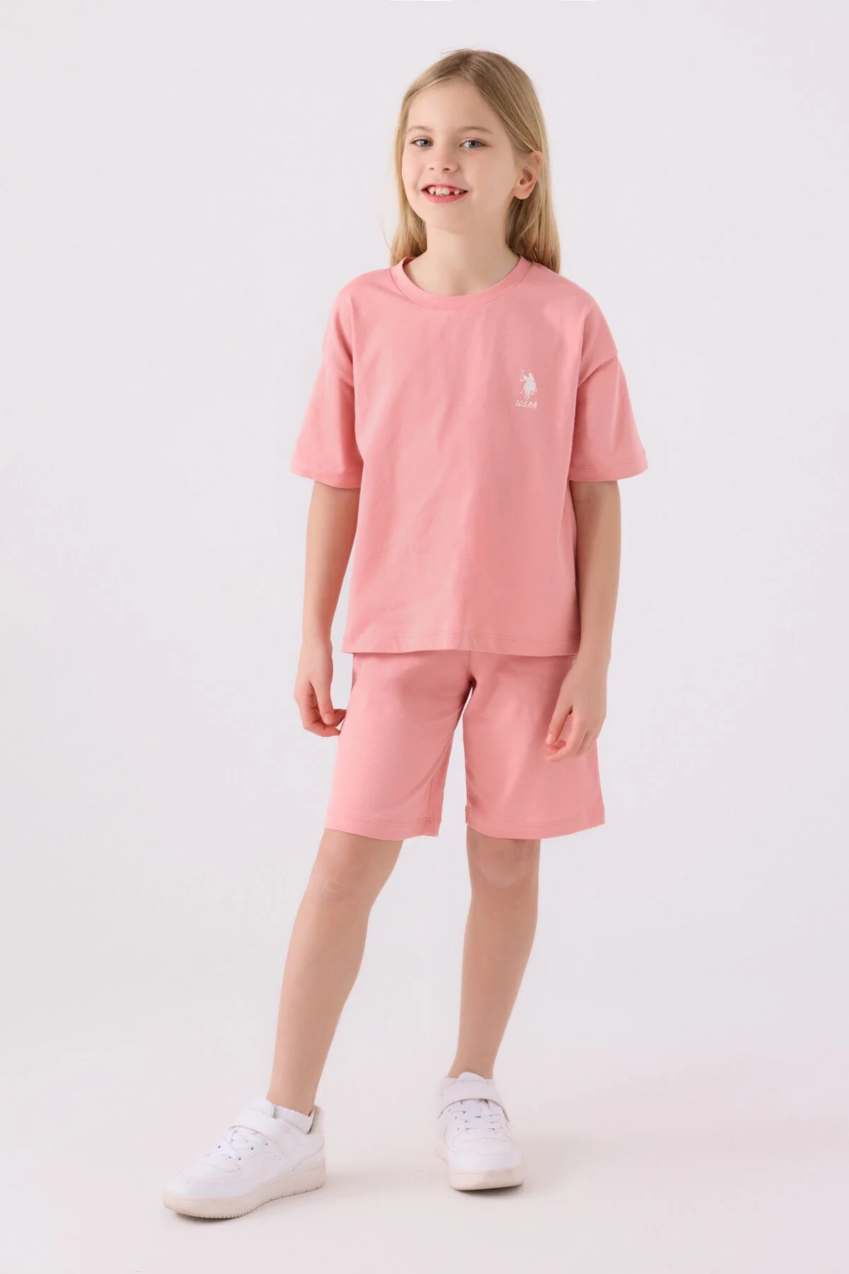 U.S. Polo Assn Kız Çocuk Pembe Bermuda Takım