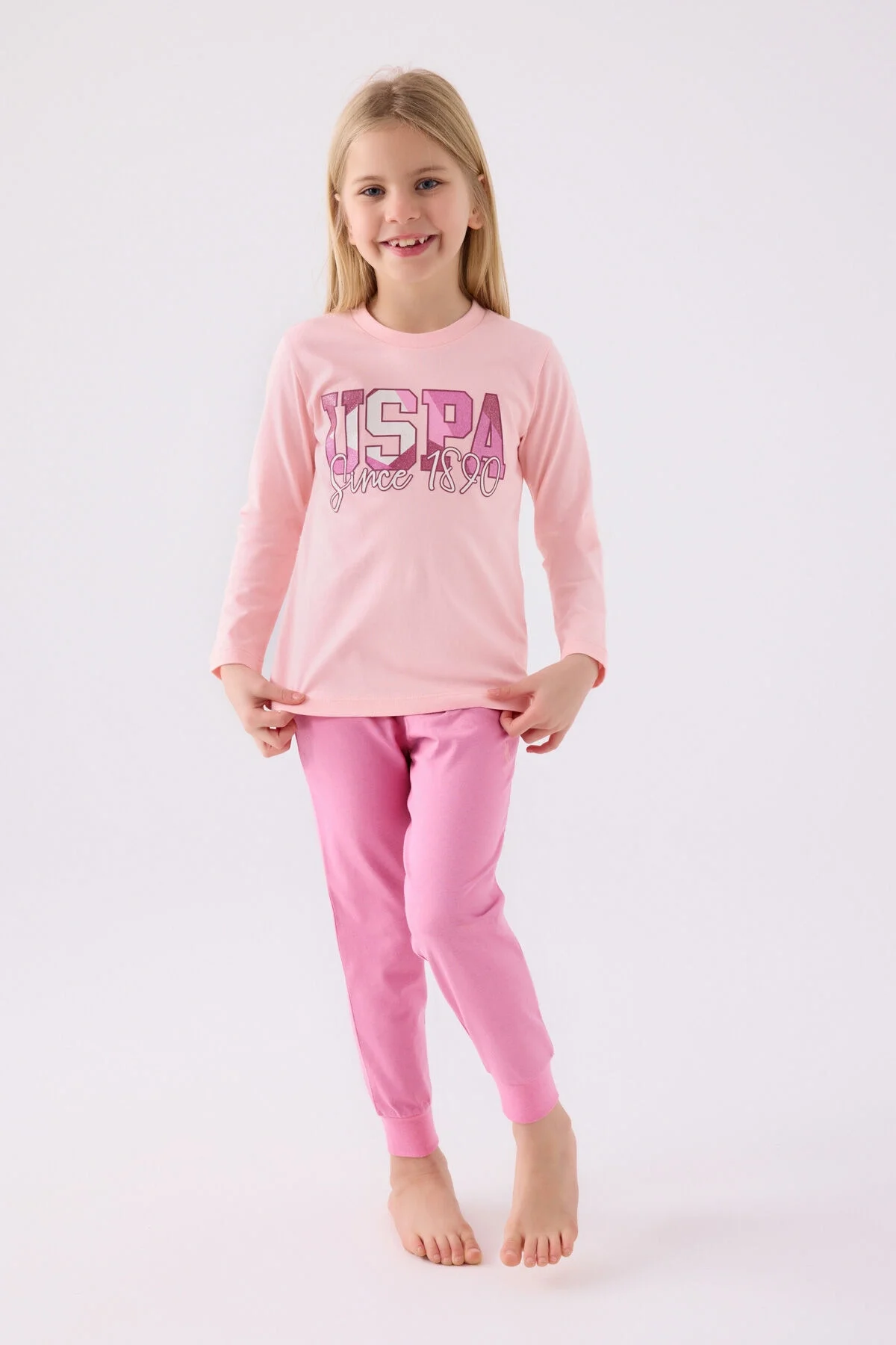 U.S. Polo Assn Kız Çocuk Pembe Pijama Takımı