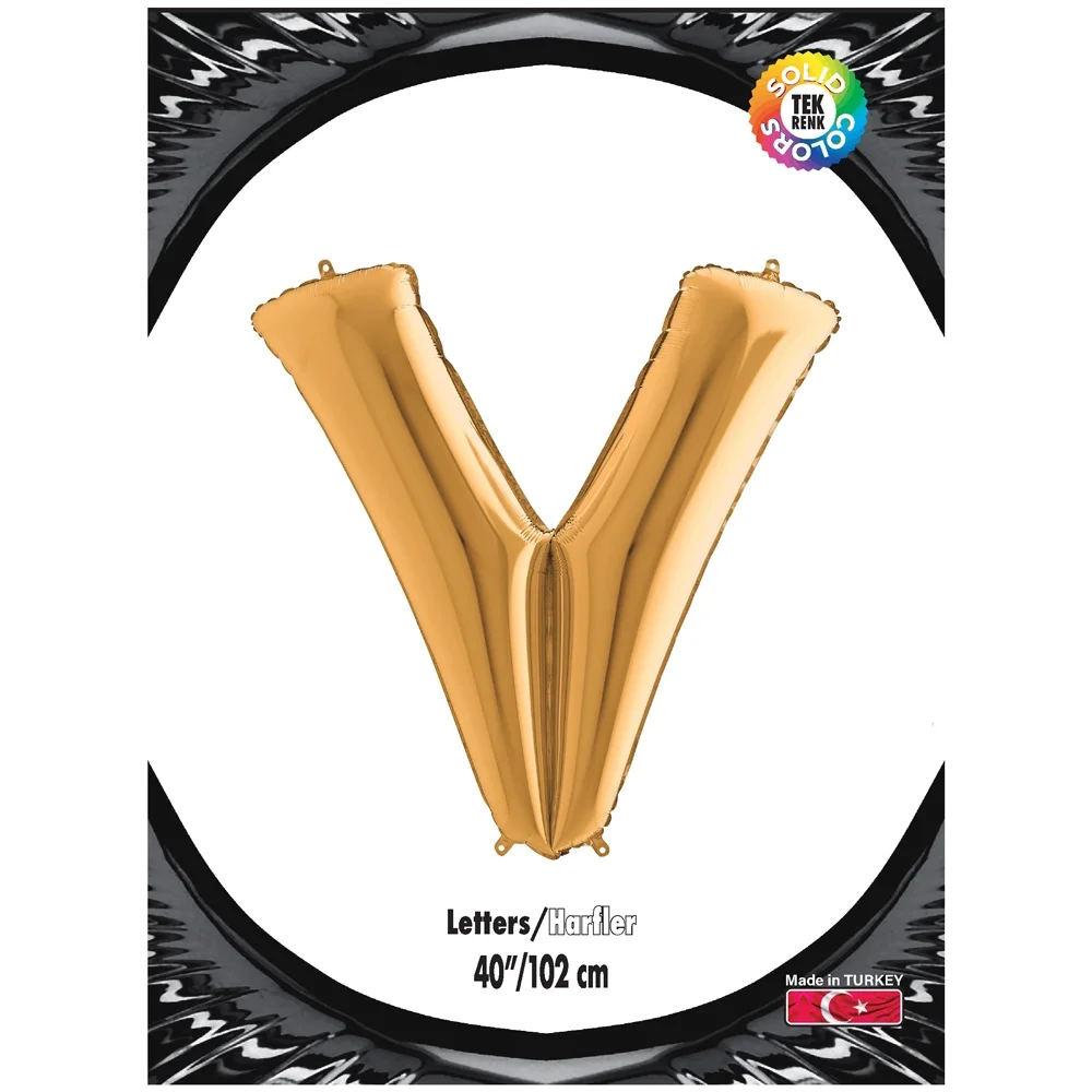 V Harf Altın Folyo Balon 40"