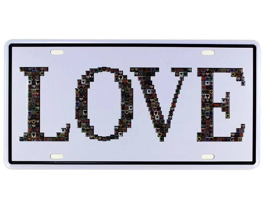 Vintage Metal Plaka Love 15x30