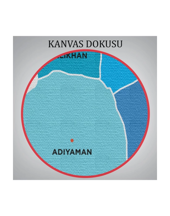 Adıyaman  İli ve İlçeler Haritası  Dekoratif Kanvas Tablo 1249