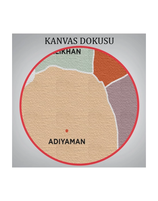 Adıyaman  İli ve İlçeler Haritası  Dekoratif Kanvas Tablo 1250