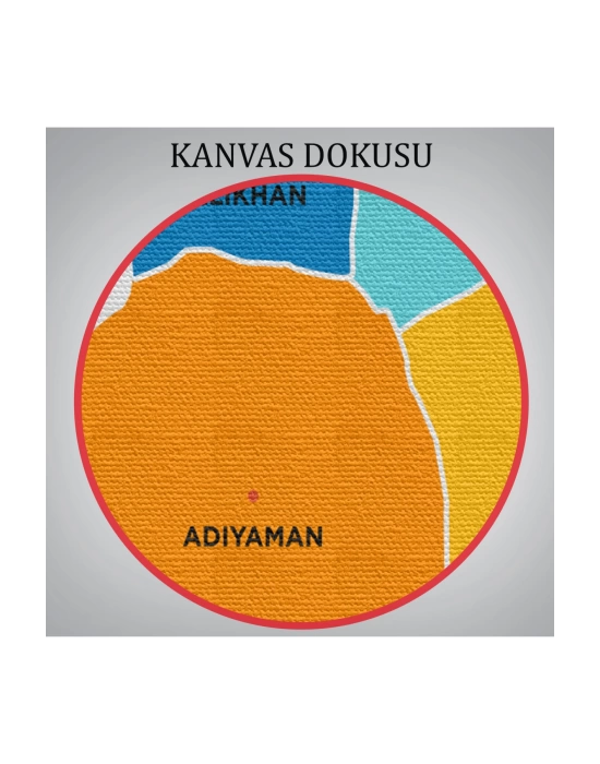 Adıyaman  İli ve İlçeler Haritası  Dekoratif Kanvas Tablo 1251