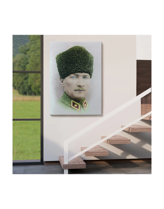 Atatürk Portre Tablosu Mustafa Kemal Atatürk Dikdörtgen Dekoratif Kanvas Tablo-CF-56