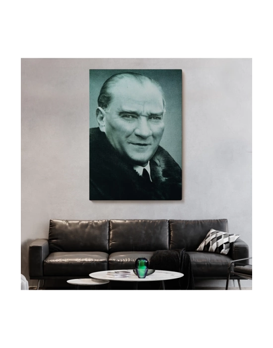 Atatürk Portre Tablosu Mustafa Kemal Atatürk Dikdörtgen Dekoratif Kanvas Tablo-CG-57