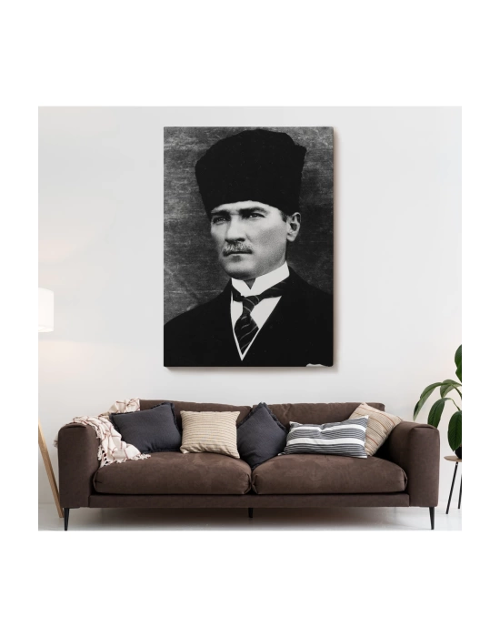 Atatürk Portre Tablosu Mustafa Kemal Atatürk Dikdörtgen Dekoratif Kanvas Tablo-CJ-60