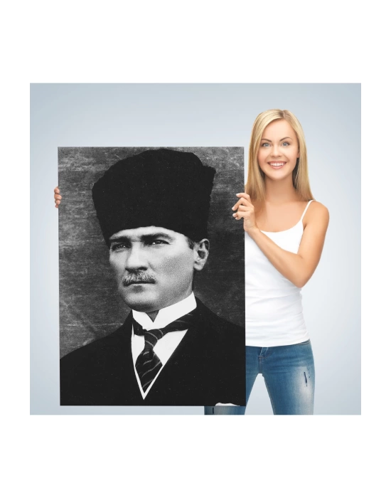 Atatürk Portre Tablosu Mustafa Kemal Atatürk Dikdörtgen Dekoratif Kanvas Tablo-CJ-60