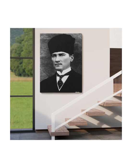 Atatürk Portre Tablosu Mustafa Kemal Atatürk Dikdörtgen Dekoratif Kanvas Tablo-CJ-60