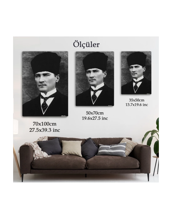 Atatürk Portre Tablosu Mustafa Kemal Atatürk Dikdörtgen Dekoratif Kanvas Tablo-CJ-60