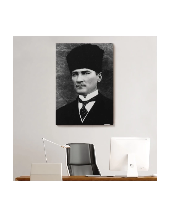 Atatürk Portre Tablosu Mustafa Kemal Atatürk Dikdörtgen Dekoratif Kanvas Tablo-CJ-60