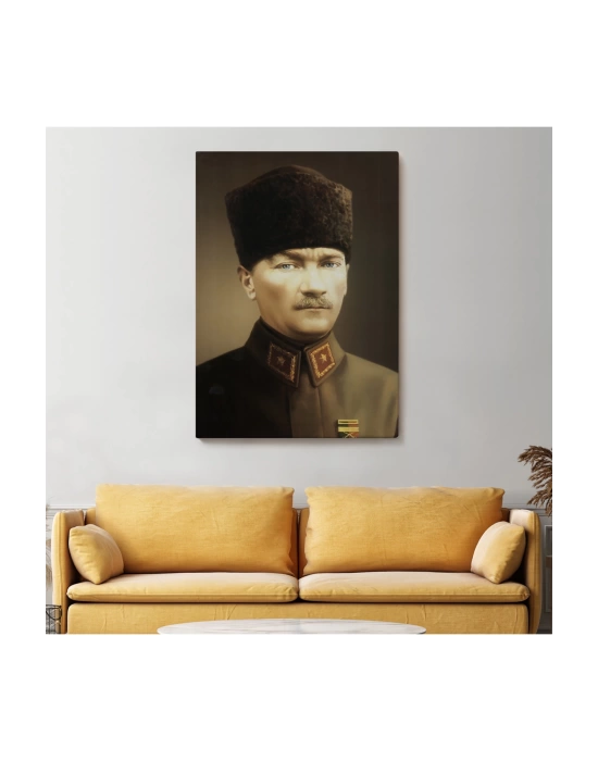 Atatürk Portre Tablosu Mustafa Kemal Atatürk Dikdörtgen Dekoratif Kanvas Tablo-CK-61