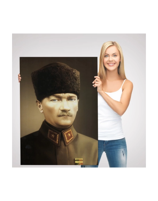 Atatürk Portre Tablosu Mustafa Kemal Atatürk Dikdörtgen Dekoratif Kanvas Tablo-CK-61