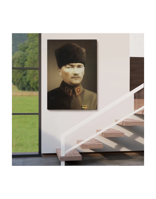 Atatürk Portre Tablosu Mustafa Kemal Atatürk Dikdörtgen Dekoratif Kanvas Tablo-CK-61