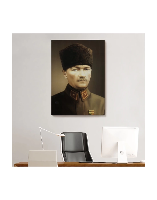 Atatürk Portre Tablosu Mustafa Kemal Atatürk Dikdörtgen Dekoratif Kanvas Tablo-CK-61